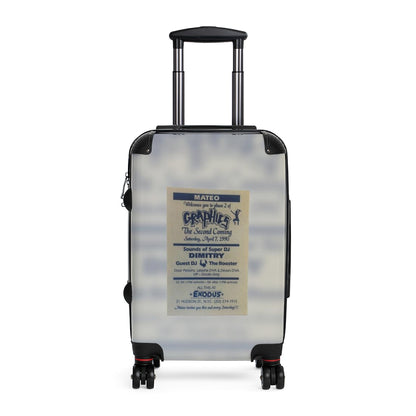 Getrott Club Exodus 1990 NYC Graphics The Second Coming Super Dj Dimitry Dj The Rooster Mateo Flyer Cabin Suitcase Extended Storage Adjustable Telescopic Handle Double wheeled Polycarbonate Hard-shell Built-in Lock-Bags-Geotrott