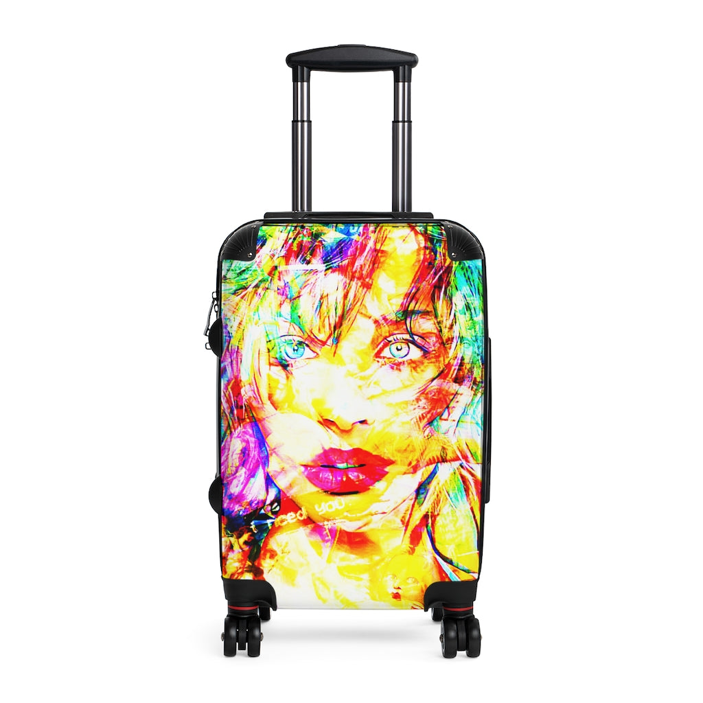 Getrott Cool Graffiti Aguilera Face Cabin Suitcase Inner Pockets Extended Storage Adjustable Telescopic Handle Inner Pockets Double wheeled Polycarbonate Hard-shell Built-in Lock