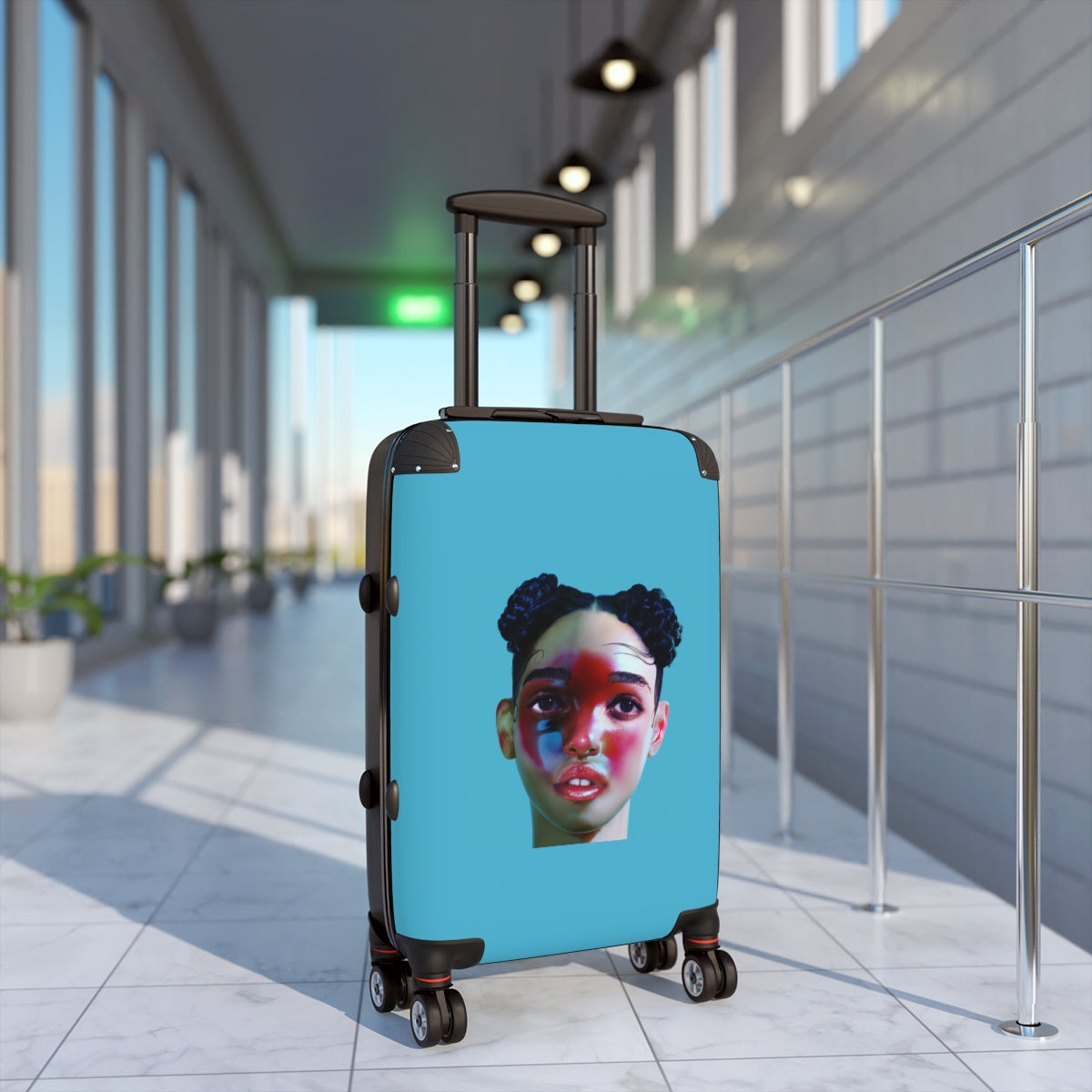 Getrott FKA Twigs LP1 2014 Blue Cabin Suitcase Extended Storage Adjustable Telescopic Handle Double wheeled Polycarbonate Hard-shell Built-in Lock-Bags-Geotrott