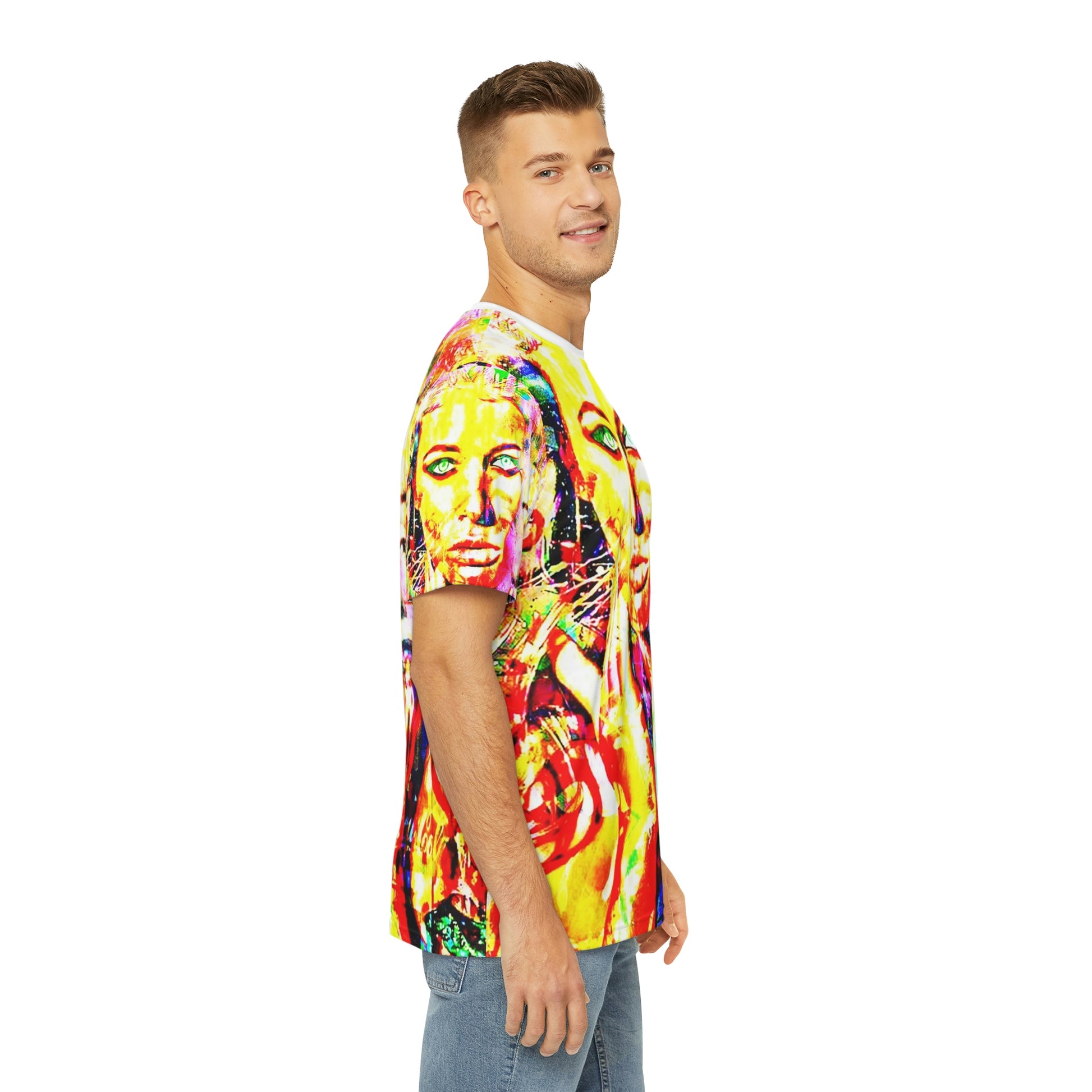 Copy of Copy of Copy of Copy of Copy of Copy of Copy of Copy of Eddy Bogaert Graffiti Bieber Statue of Liberty Art Men's Polyester Tee (AOP)-All Over Prints-Geotrott