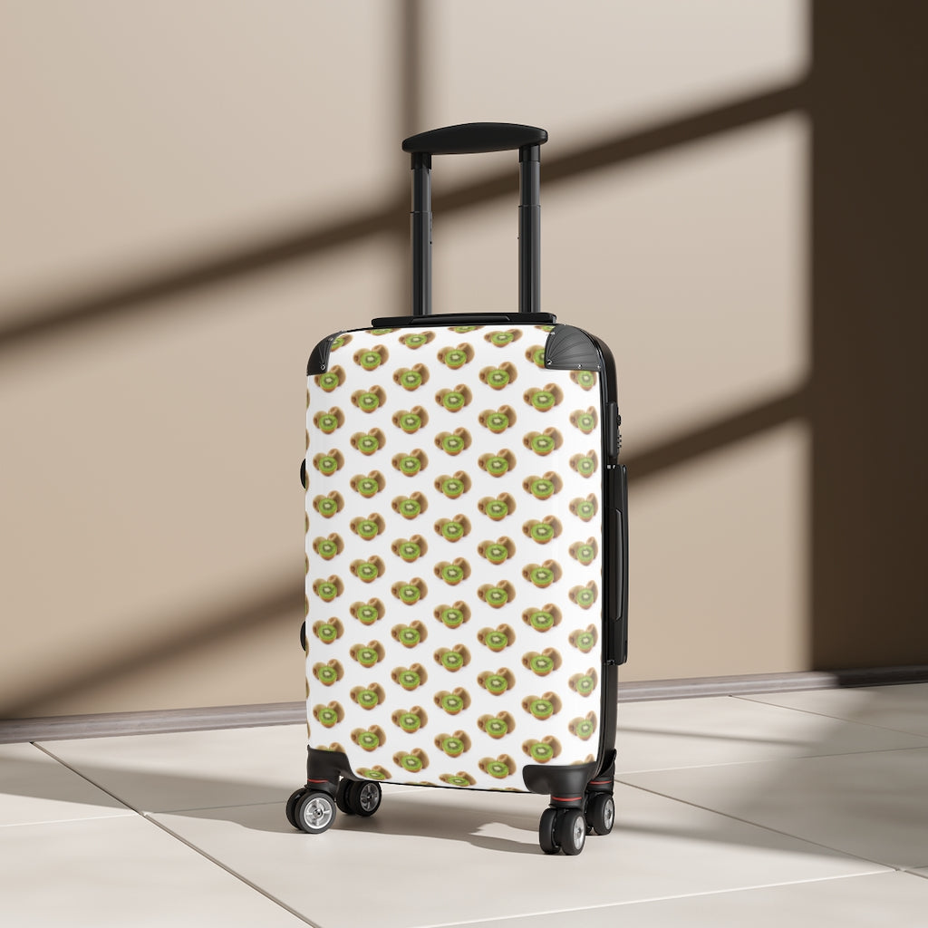 Getrott Kiwi Fruit Print Pattern Cabin Suitcase Inner Pockets Extended Storage Adjustable Telescopic Handle Inner Pockets Double wheeled Polycarbonate Hard-shell Built-in Lock