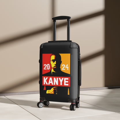 Getrott Kanye West for President 2024 Black Red Yellow Cabin Suitcase Extended Storage Adjustable Telescopic Handle Double wheeled Polycarbonate Hard-shell Built-in Lock-Bags-Geotrott