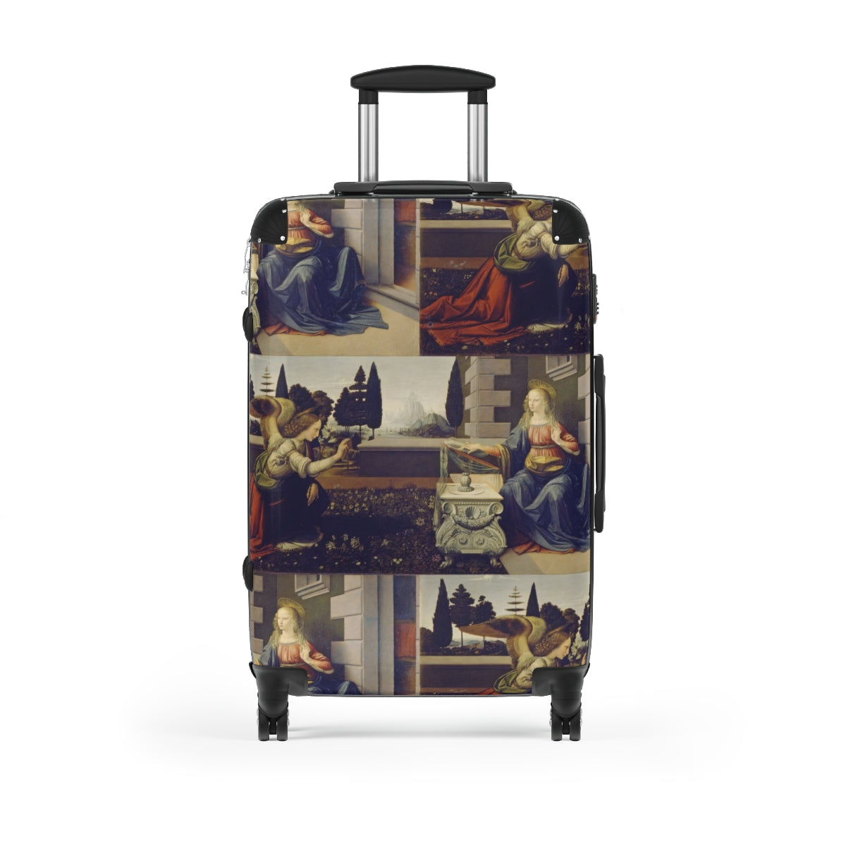 Getrott Annunciation by Leonardo Da Vinci Black Cabin Suitcase Extended Storage Adjustable Telescopic Handle Double wheeled Polycarbonate Hard-shell Built-in Lock-Bags-Geotrott