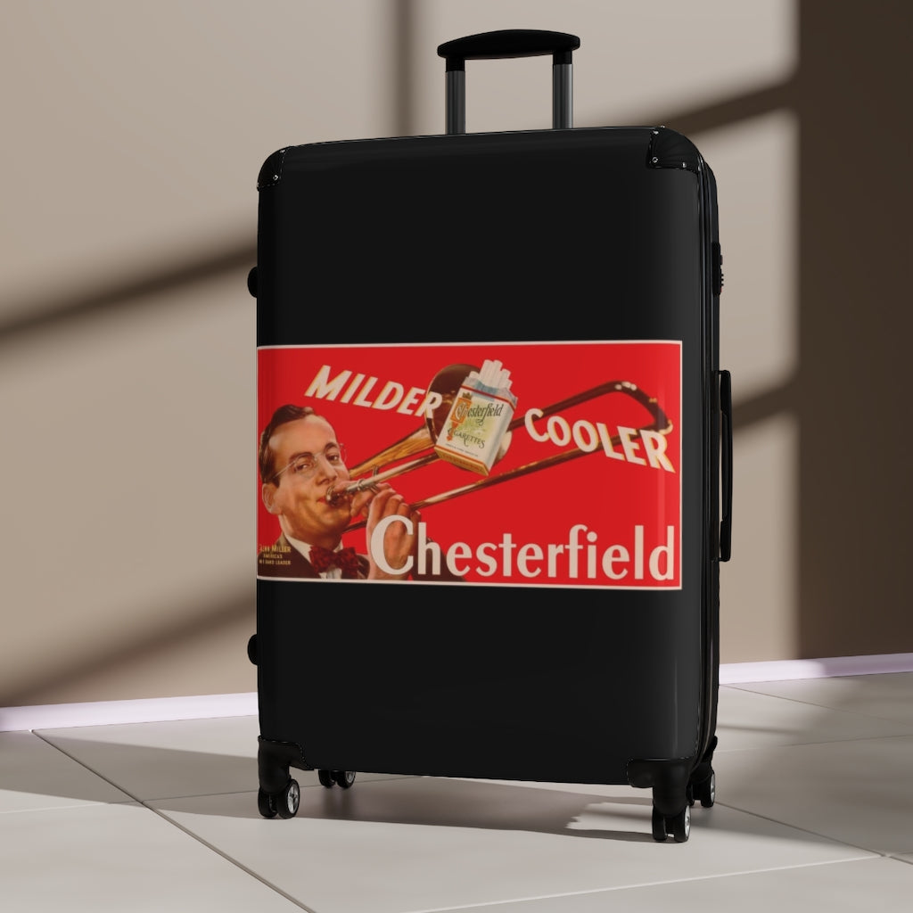 Getrott Milder Cooler Chesterfield Cigaretes World Classic Poster Black Cabin Suitcase Extended Storage Adjustable Telescopic Handle Double wheeled Polycarbonate Hard-shell Built-in Lock-Bags-Geotrott