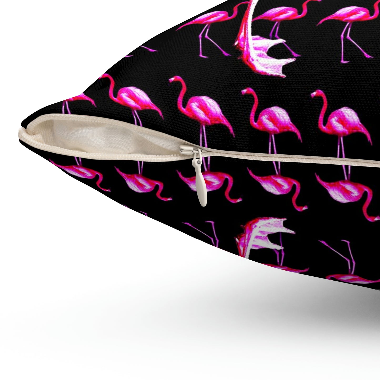 Geotrott Pink Flamingo Birds Kissing Art Spun Polyester Square Pillow