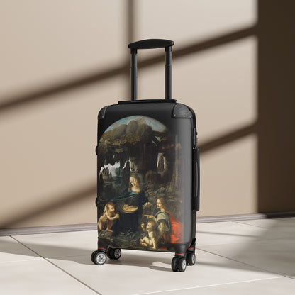 Getrott The Virgin of the Rocks by Leonardo Da Vinci Black Cabin Suitcase Extended Storage Adjustable Telescopic Handle Double wheeled Polycarbonate Hard-shell Built-in Lock-Bags-Geotrott