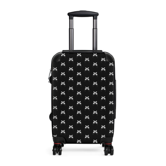 Getrott Magnum Guns Crossed Emblem Pattern Black Cabin Luggage Extended Storage Adjustable Telescopic Handle Double wheeled Polycarbonate Hard-shell Built-in Lock-Bags-Geotrott