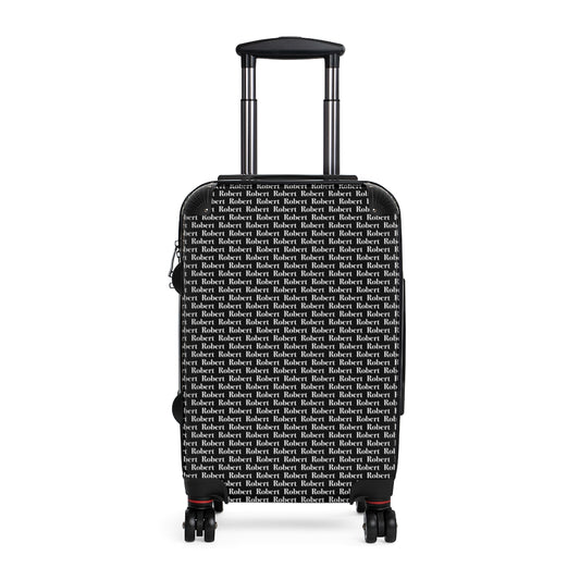 Getrott Personalized Charles Name Pattern Black Cabin Suitcase Extended Storage Adjustable Telescopic Handle Double wheeled Polycarbonate Hard-shell Built-in Lock-Bags-Geotrott