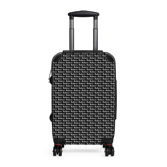 Getrott Personalized Charles Name Pattern Black Cabin Suitcase Inner Pockets Extended Storage Adjustable Telescopic Handle Inner Pockets Double wheeled Polycarbonate Hard-shell Built-in Lock
