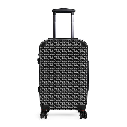 Getrott Personalized Charles Name Pattern Black Cabin Suitcase Extended Storage Adjustable Telescopic Handle Double wheeled Polycarbonate Hard-shell Built-in Lock-Bags-Geotrott