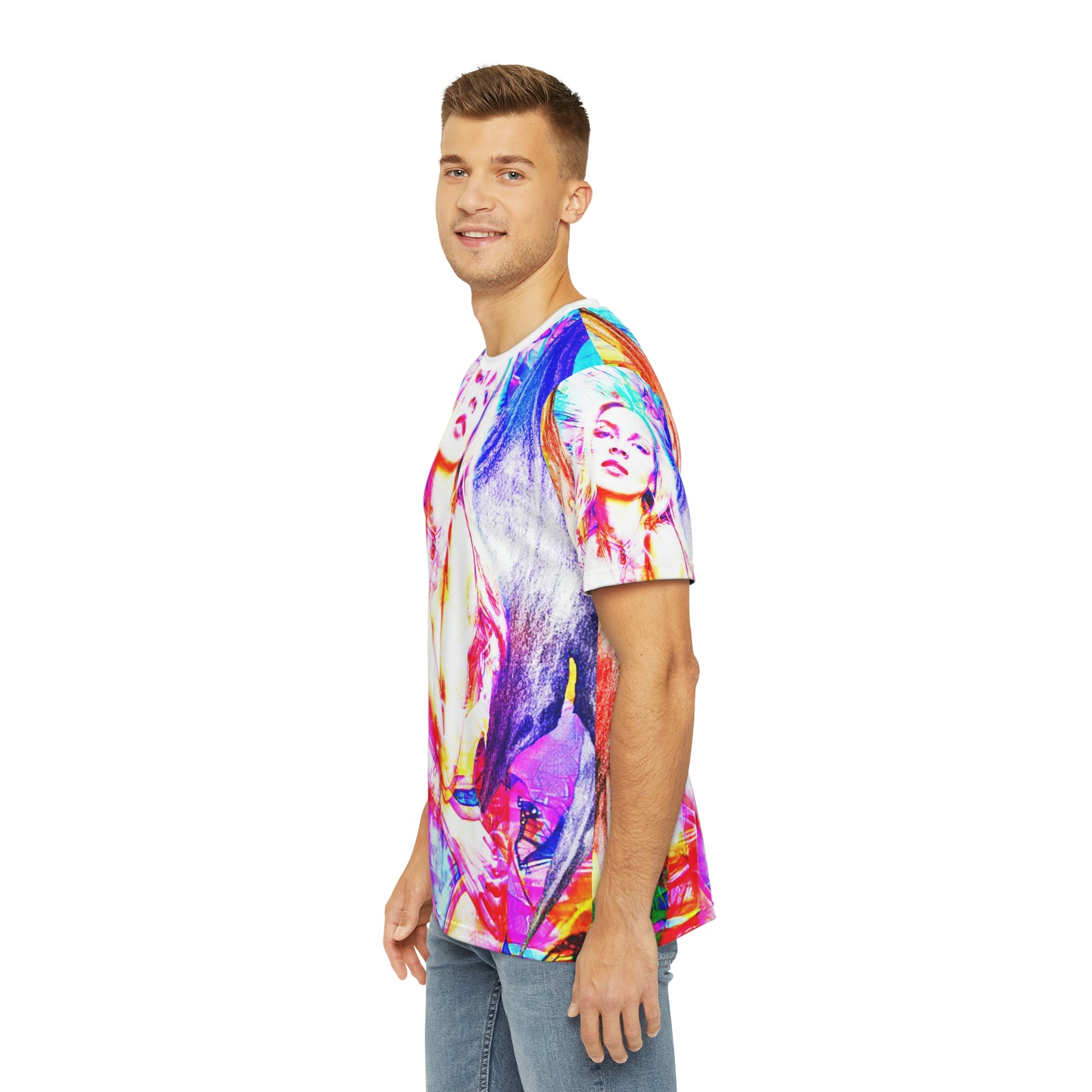 Copy of Copy of Copy of Copy of Copy of Copy of Copy of Copy of Copy of Copy of Copy of Eddy Bogaert Graffiti Bieber Statue of Liberty Art Men's Polyester Tee (AOP)-All Over Prints-Geotrott