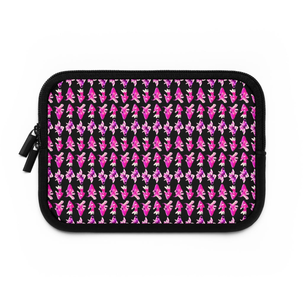 Getrott Pink Goldfish Pattern Black Laptop Sleeve-Laptop Sleeve-Geotrott