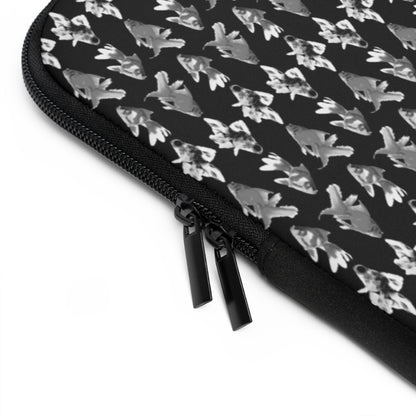 Getrott Black White Goldfish Pattern Black Laptop Sleeve-Laptop Sleeve-Geotrott