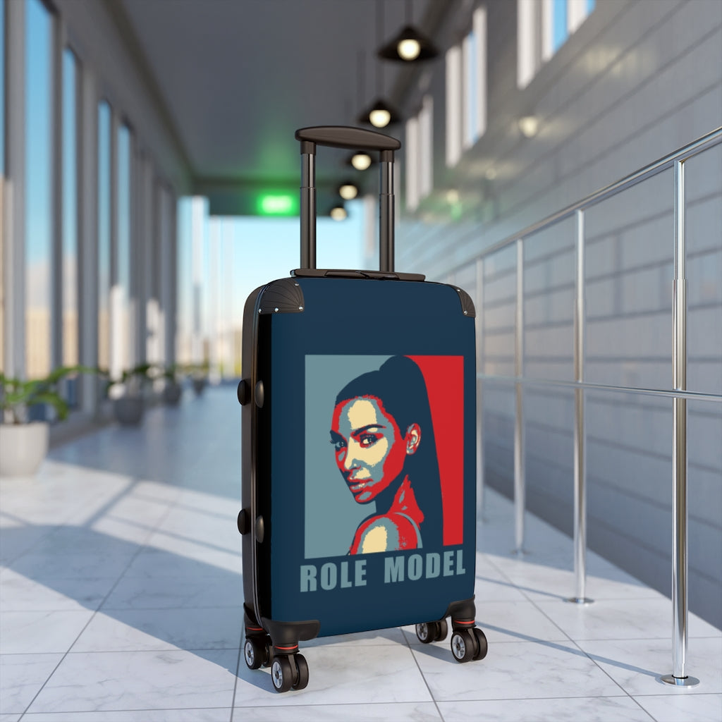 Getrott Kim Kardashian Illustration "Role Model" of Cabin Suitcase Extended Storage Adjustable Telescopic Handle Double wheeled Polycarbonate Hard-shell Built-in Lock-Bags-Geotrott