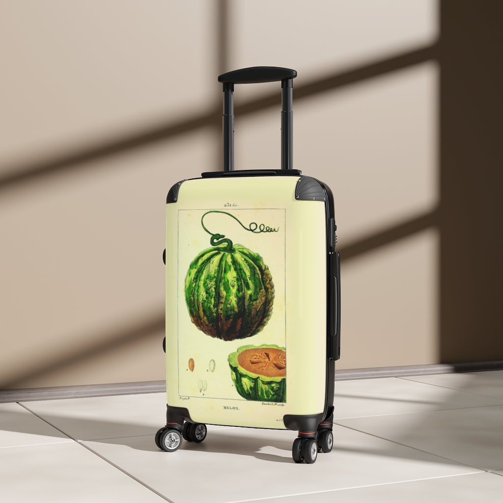 Getrott Melon Illustration Farm Collection Cabin Suitcase Inner Pockets Extended Storage Adjustable Telescopic Handle Inner Pockets Double wheeled Polycarbonate Hard-shell Built-in Lock