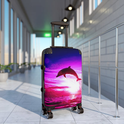 Getrott Dolphin Pink Dream Cabin Suitcase Inner Pockets Extended Storage Adjustable Telescopic Handle Inner Pockets Double wheeled Polycarbonate Hard-shell Built-in Lock Carry-On Travel Check Luggage 4-Wheel Spinner Suitcase Bag Multiple Colors and Sizes
