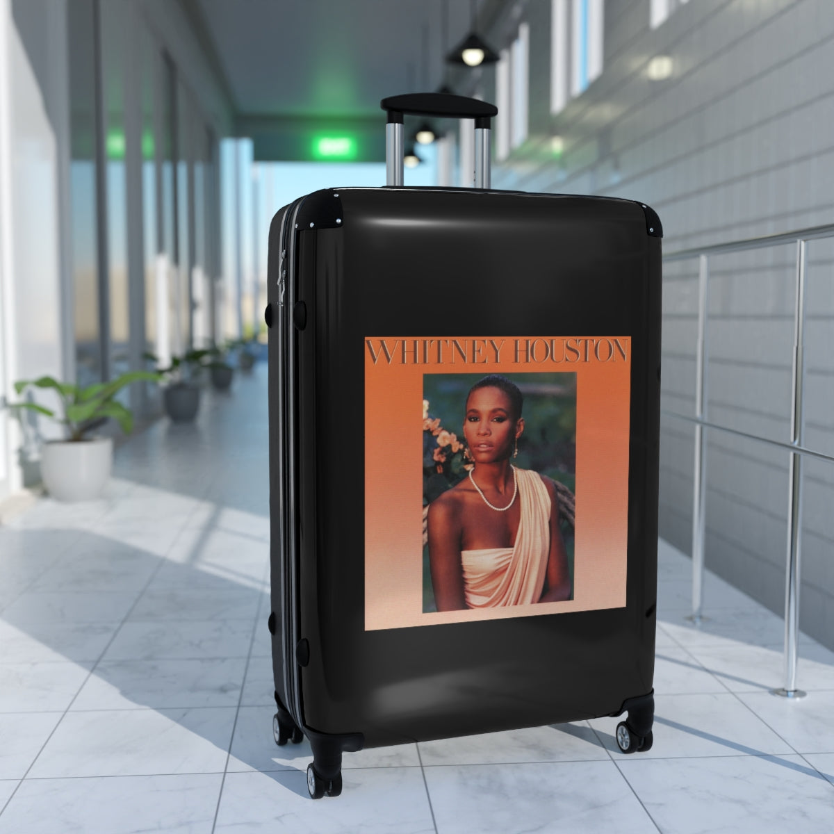 Getrott Whitney Houston Whitney Houston 1985 Black Cabin Suitcase Extended Storage Adjustable Telescopic Handle Double wheeled Polycarbonate Hard-shell Built-in Lock-Bags-Geotrott