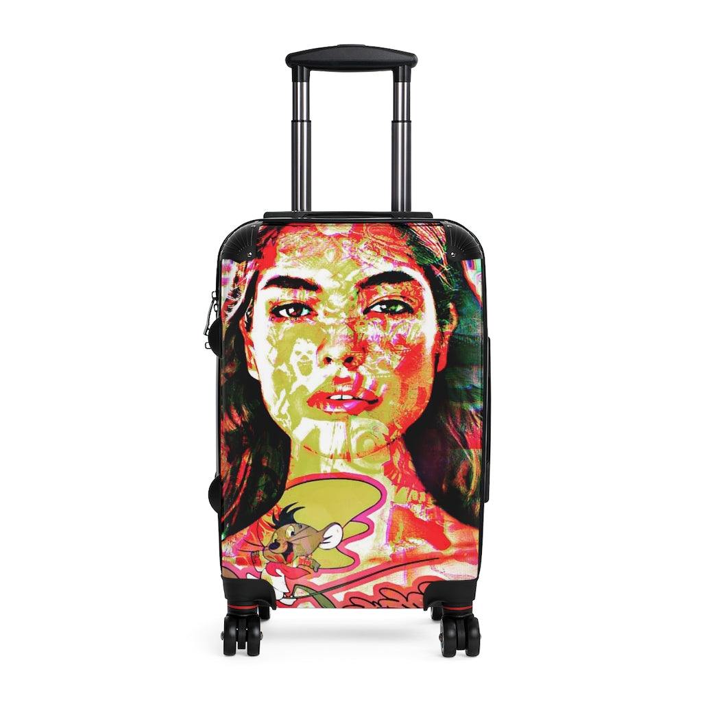 Getrott Latins Star Graffiti Girl Cabin Suitcase Inner Pockets Extended Storage Adjustable Telescopic Handle Inner Pockets Double wheeled Polycarbonate Hard-shell Built-in Lock