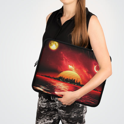 Getrott Space City Sunset Red Black Laptop Sleeve-Laptop Sleeve-Geotrott