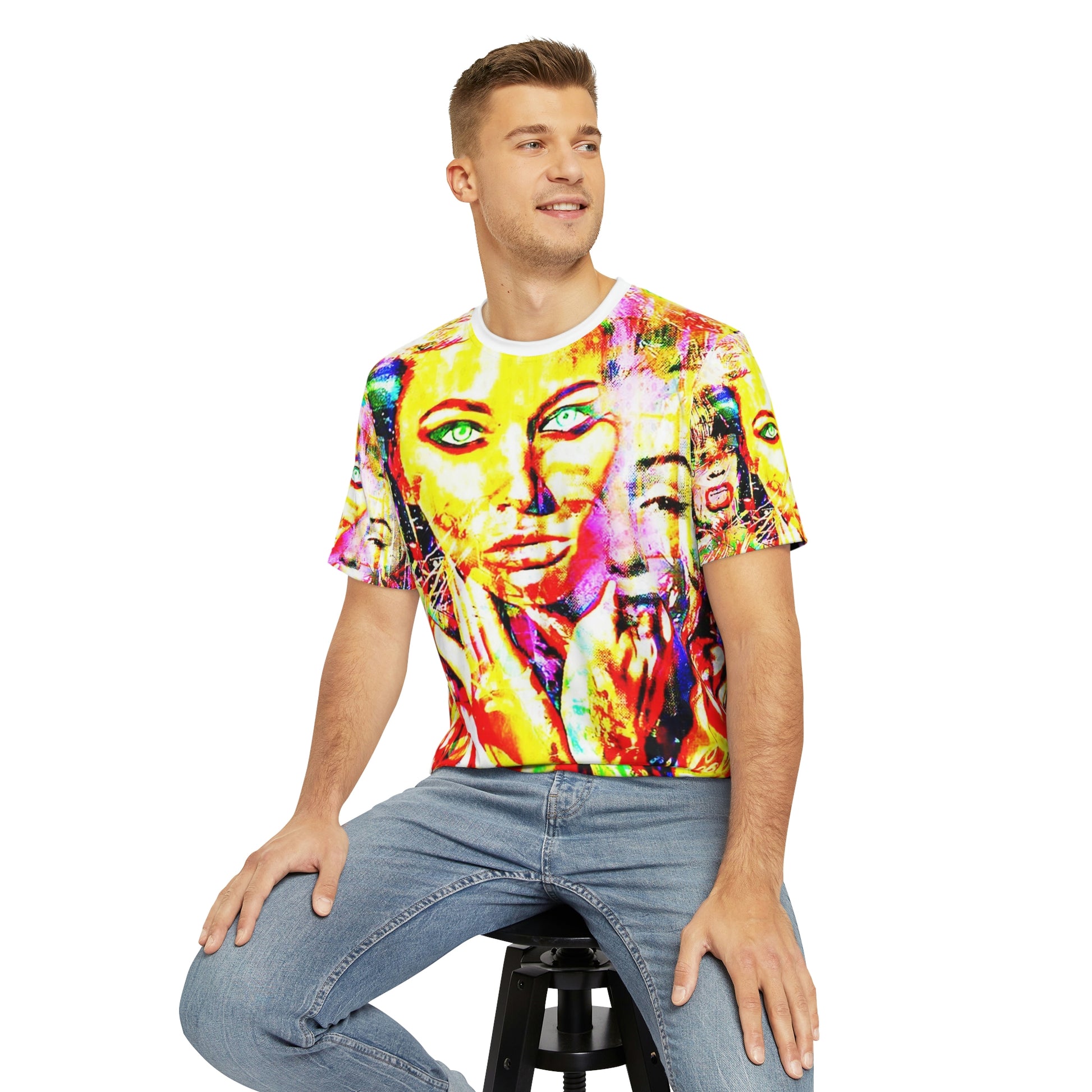 Copy of Copy of Copy of Copy of Copy of Copy of Copy of Copy of Eddy Bogaert Graffiti Bieber Statue of Liberty Art Men's Polyester Tee (AOP)-All Over Prints-Geotrott