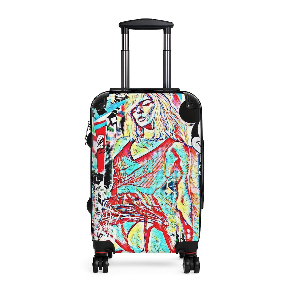 Getrott Cool Fashion Model Mickey Graffiti Cabin Suitcase Inner Pockets Extended Storage Adjustable Telescopic Handle Inner Pockets Double wheeled Polycarbonate Hard-shell Built-in Lock