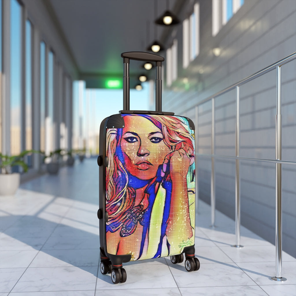 Getrott Eddy Bogaert Graffiti Art Girl Kate Moss Cabin Suitcase Inner Pockets Extended Storage Adjustable Telescopic Handle Inner Pockets Double wheeled Polycarbonate Hard-shell Built-in Lock