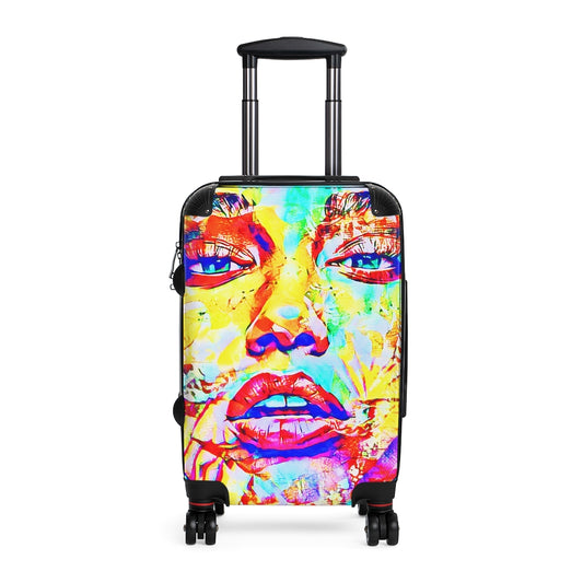 Getrott Mia Face Graffiti Art Cabin Suitcase Extended Storage Adjustable Telescopic Handle Double wheeled Polycarbonate Hard-shell Built-in Lock-Bags-Geotrott