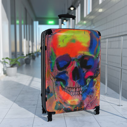 Getrott Eddy Bogaert Halloween Skull Graffiti Art Collection Poster 2 Black Cabin Suitcase Extended Storage Adjustable Telescopic Handle Double wheeled Polycarbonate Hard-shell Built-in Lock-Bags-Geotrott