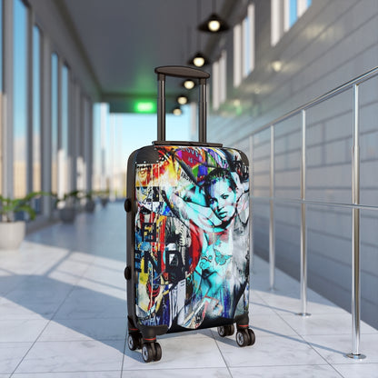 Getrott Kate Moss Graffiti Fashion Cabin Suitcase Extended Storage Adjustable Telescopic Handle Double wheeled Polycarbonate Hard-shell Built-in Lock-Bags-Geotrott