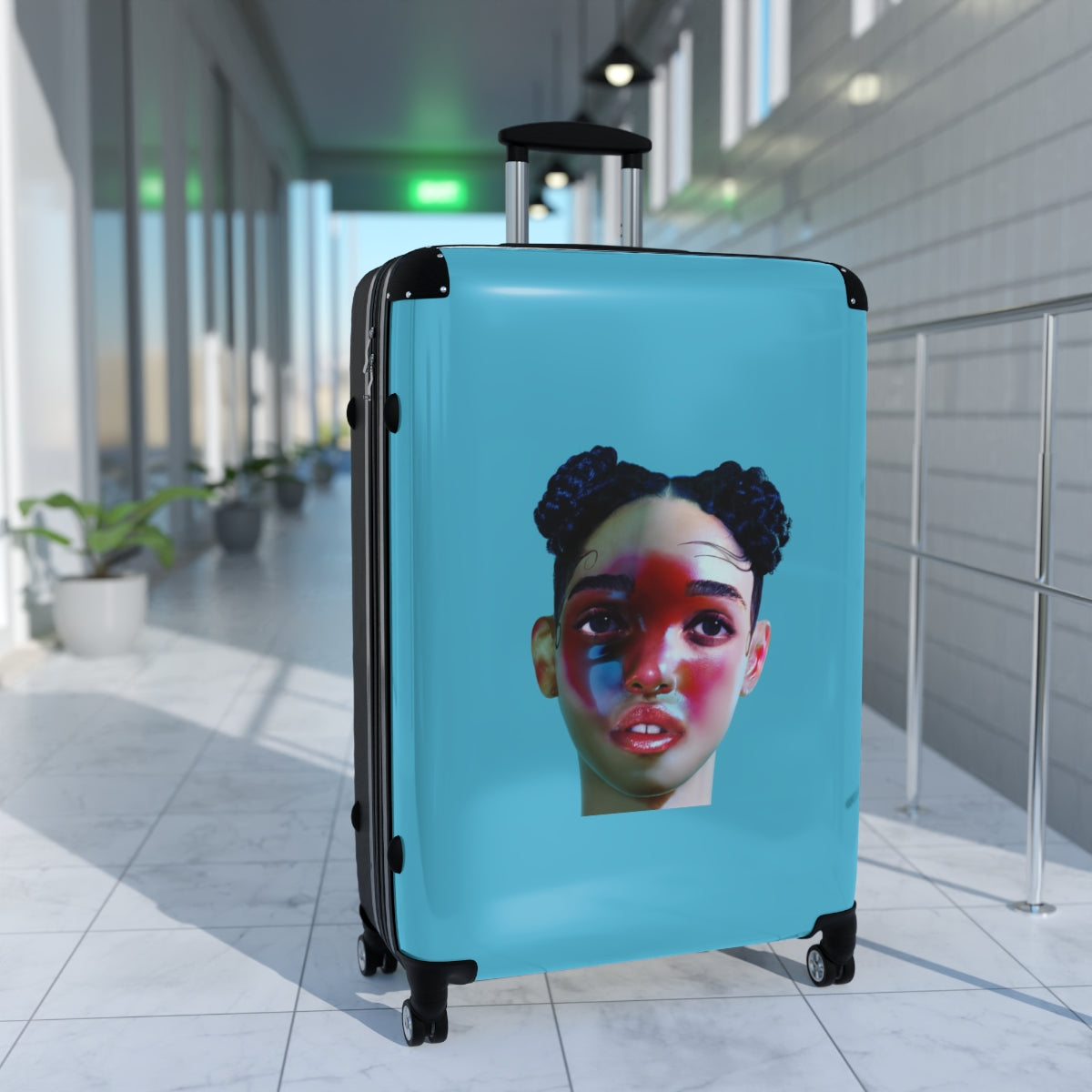 Getrott FKA Twigs LP1 2014 Blue Cabin Suitcase Inner Pockets Extended Storage Adjustable Telescopic Handle Inner Pockets Double wheeled Polycarbonate Hard-shell Built-in Lock