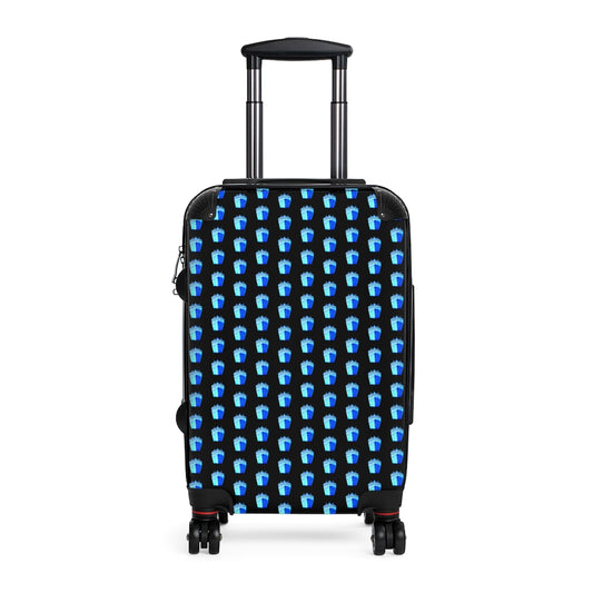 Getrott Cruise Ship Turquoise Pattern Black Cabin Luggage Extended Storage Adjustable Telescopic Handle Double wheeled Polycarbonate Hard-shell Built-in Lock-Bags-Geotrott