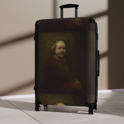 Getrott Rembrandt Self Portrait at the Age of 63 Rembrandt Black Cabin Suitcase Extended Storage Adjustable Telescopic Handle Double wheeled Polycarbonate Hard-shell Built-in Lock-Bags-Geotrott