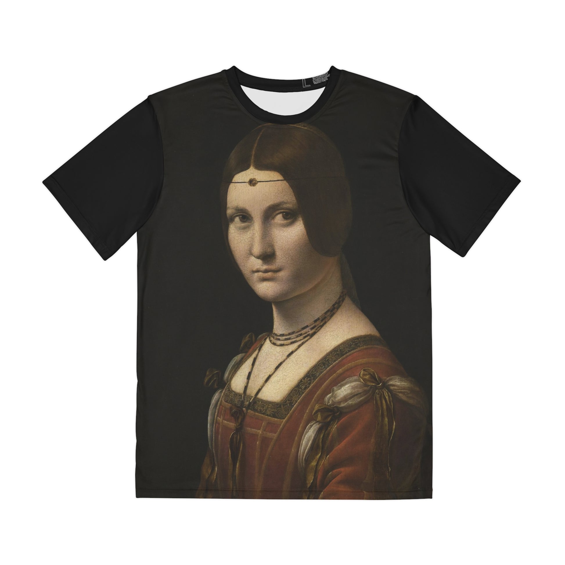 La Belle Ferronnière Painting by Leonardo da Vinci Classic Art Men's Polyester Tee (AOP)-All Over Prints-Geotrott