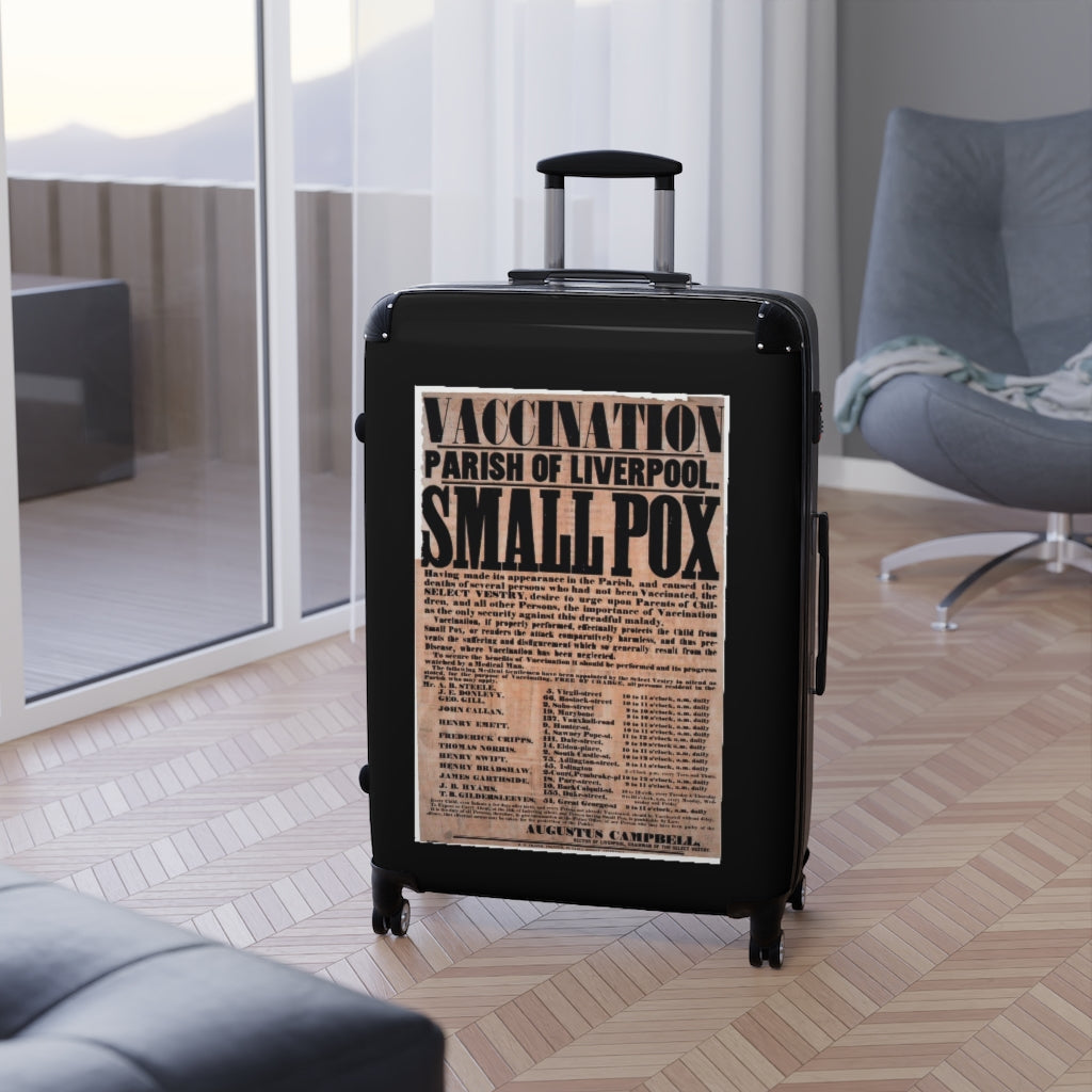 Getrott Vaccination Parish of Liverpool Small Pox World Classic Poster Black Cabin Suitcase Inner Pockets Extended Storage Adjustable Telescopic Handle Inner Pockets Double wheeled Polycarbonate Hard-shell Built-in Lock