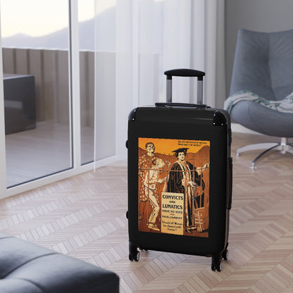 Getrott Convicts and Lunatics have No Vote for Parliament Black Cabin Suitcase Extended Storage Adjustable Telescopic Handle Double wheeled Polycarbonate Hard-shell Built-in Lock-Bags-Geotrott