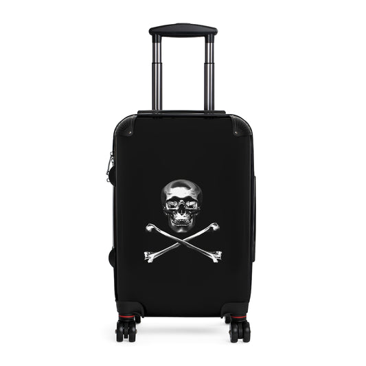 Getrott Black Skull & Bones Cabbin Luggage Carry-On Travel Check Luggage 4-Wheel Spinner Suitcase Bag Multiple Colors and Sizes-Bags-Geotrott