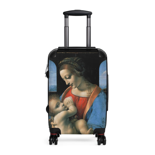 Getrott The Madonna Litta by Leonardo Da Vinci Black Cabin Suitcase Extended Storage Adjustable Telescopic Handle Double wheeled Polycarbonate Hard-shell Built-in Lock-Bags-Geotrott
