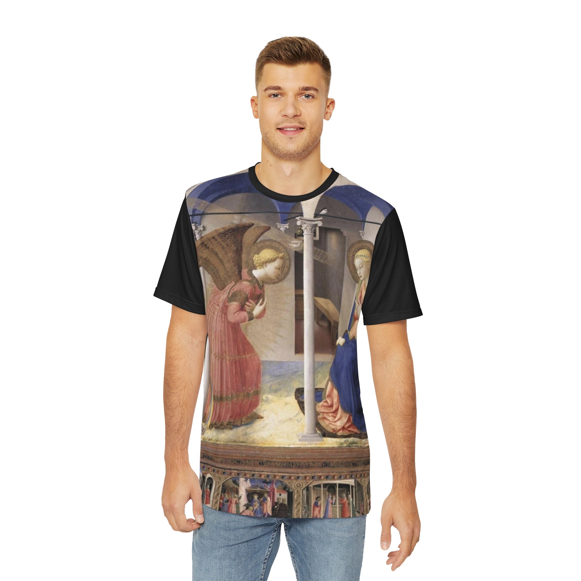 Leonardo da Vinci Annunciazione Classic Art Men's Polyester Tee (AOP)-All Over Prints-Geotrott