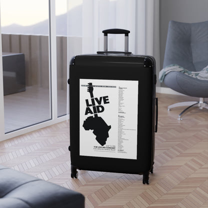 Getrott The Live Aid Concert July 13th 1985 For African Famine Relief World Classic Poster Black Cabin Suitcase Extended Storage Adjustable Telescopic Handle Double wheeled Polycarbonate Hard-shell Built-in Lock-Bags-Geotrott