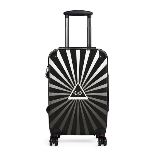 Getrott Black & White Illuminati Eye with Rays Art Cabin Luggage Extended Storage Adjustable Telescopic Handle Double wheeled Polycarbonate Hard-shell Built-in Lock-Bags-Geotrott