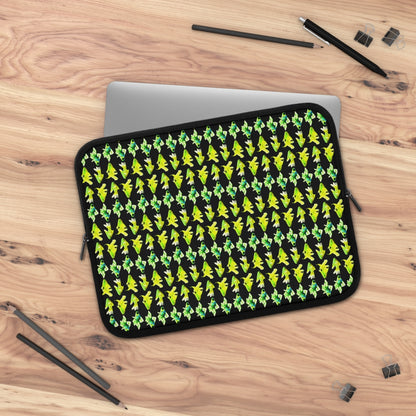 Getrott Green Goldfish Pattern Black Laptop Sleeve-Laptop Sleeve-Geotrott