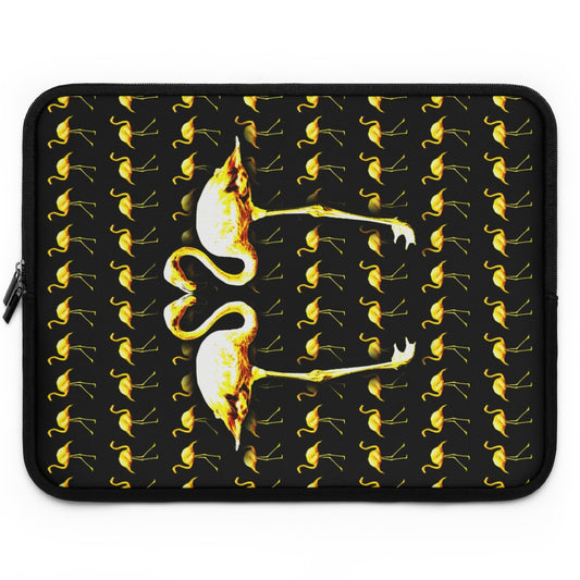 Getrott Yellow Flamingos Kissing Black Laptop Sleeve-Laptop Sleeve-Geotrott