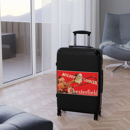 Getrott Milder Cooler Chesterfield Cigaretes World Classic Poster Black Cabin Suitcase Extended Storage Adjustable Telescopic Handle Double wheeled Polycarbonate Hard-shell Built-in Lock-Bags-Geotrott