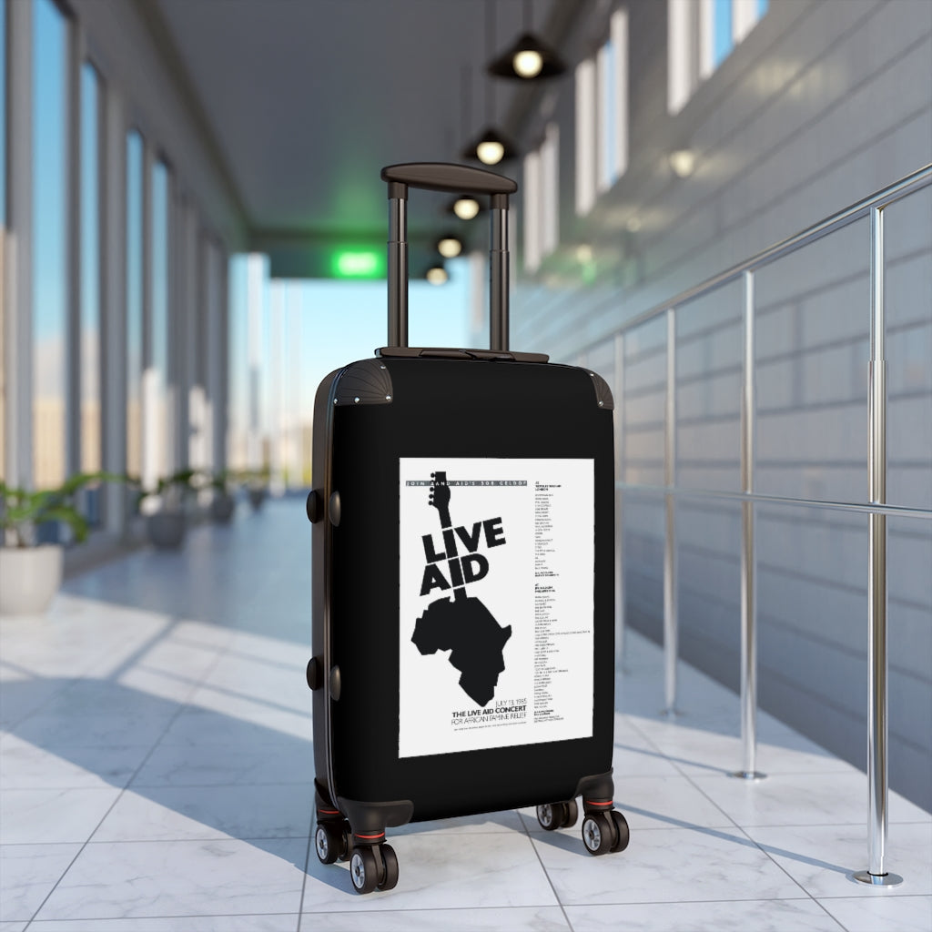 Getrott The Live Aid Concert July 13th 1985 For African Famine Relief World Classic Poster Black Cabin Suitcase Extended Storage Adjustable Telescopic Handle Double wheeled Polycarbonate Hard-shell Built-in Lock-Bags-Geotrott