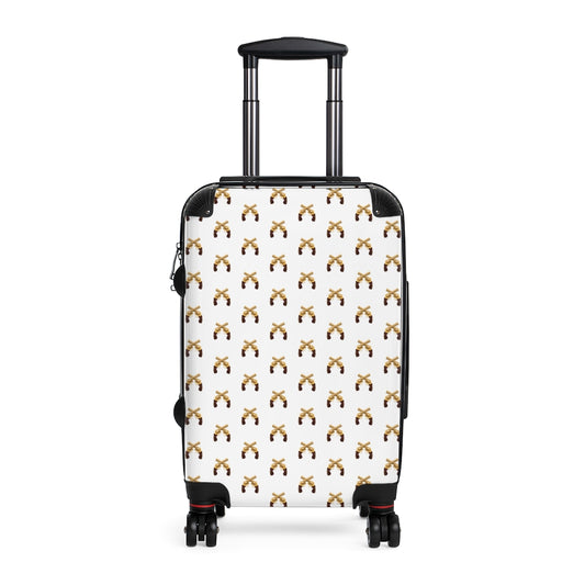 Getrott Magnum Guns Crossed Emblem Pattern White Cabin Luggage Extended Storage Adjustable Telescopic Handle Double wheeled Polycarbonate Hard-shell Built-in Lock-Bags-Geotrott