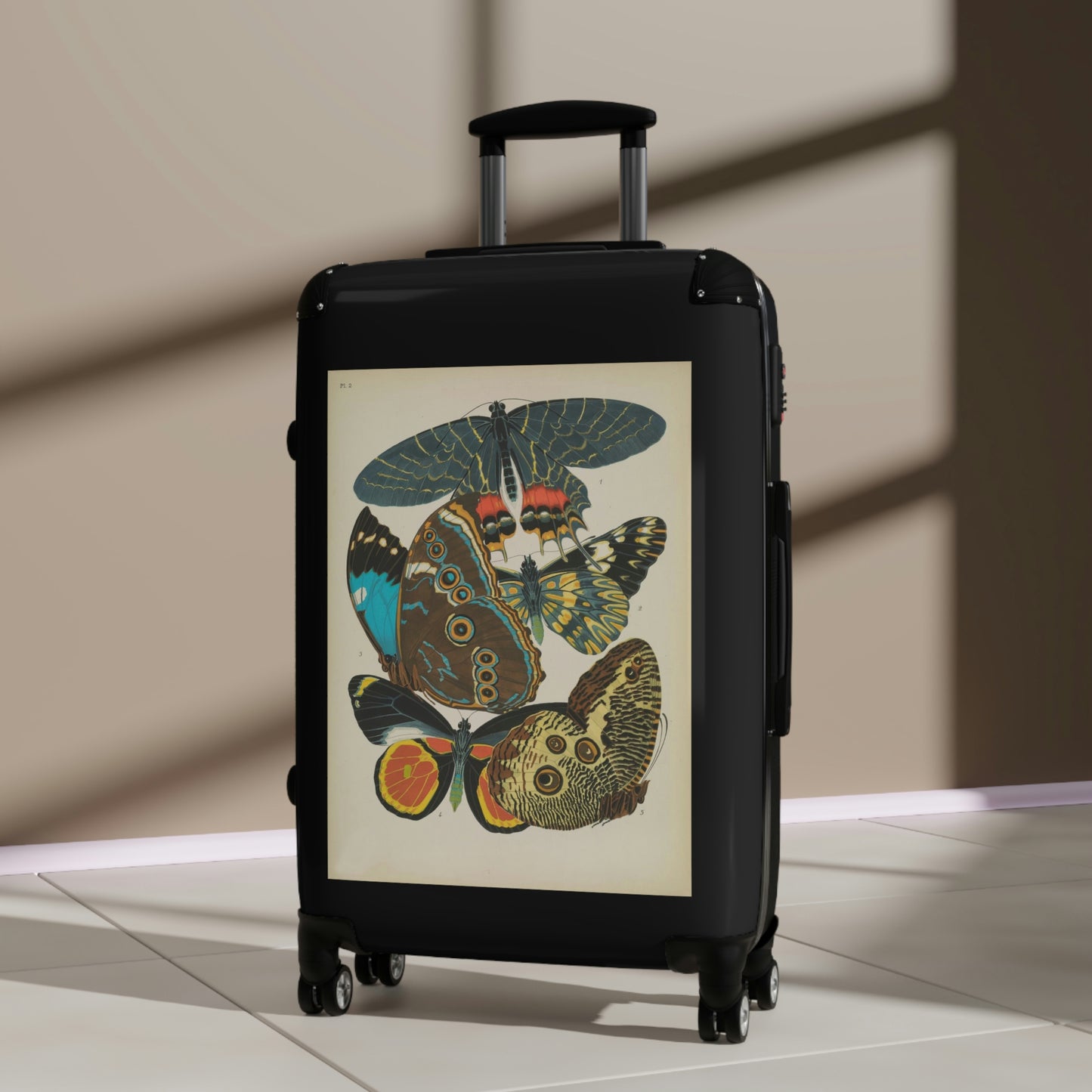 Getrott Butterflies Macrolepidopteran Rhopalocera Lepidoptera Multiple Colors Cabin Suitcase Rolling Luggage Inner Pockets Extended Storage Adjustable Telescopic Handle Inner Pockets Double wheeled Polycarbonate Hard-shell Built-in Lock