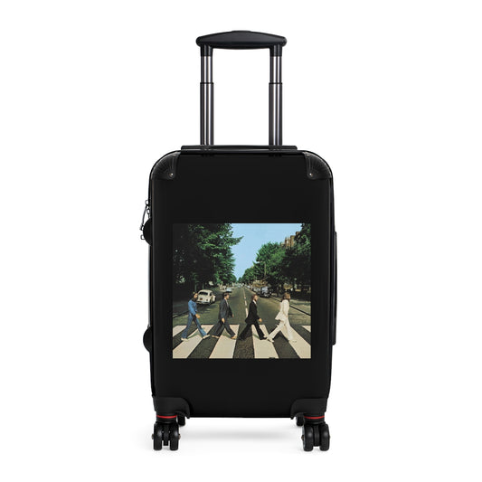 Getrott The Beatles Abbey Road 1969 Black Cabin Suitcase Inner Pockets Extended Storage Adjustable Telescopic Handle Inner Pockets Double wheeled Polycarbonate Hard-shell Built-in Lock