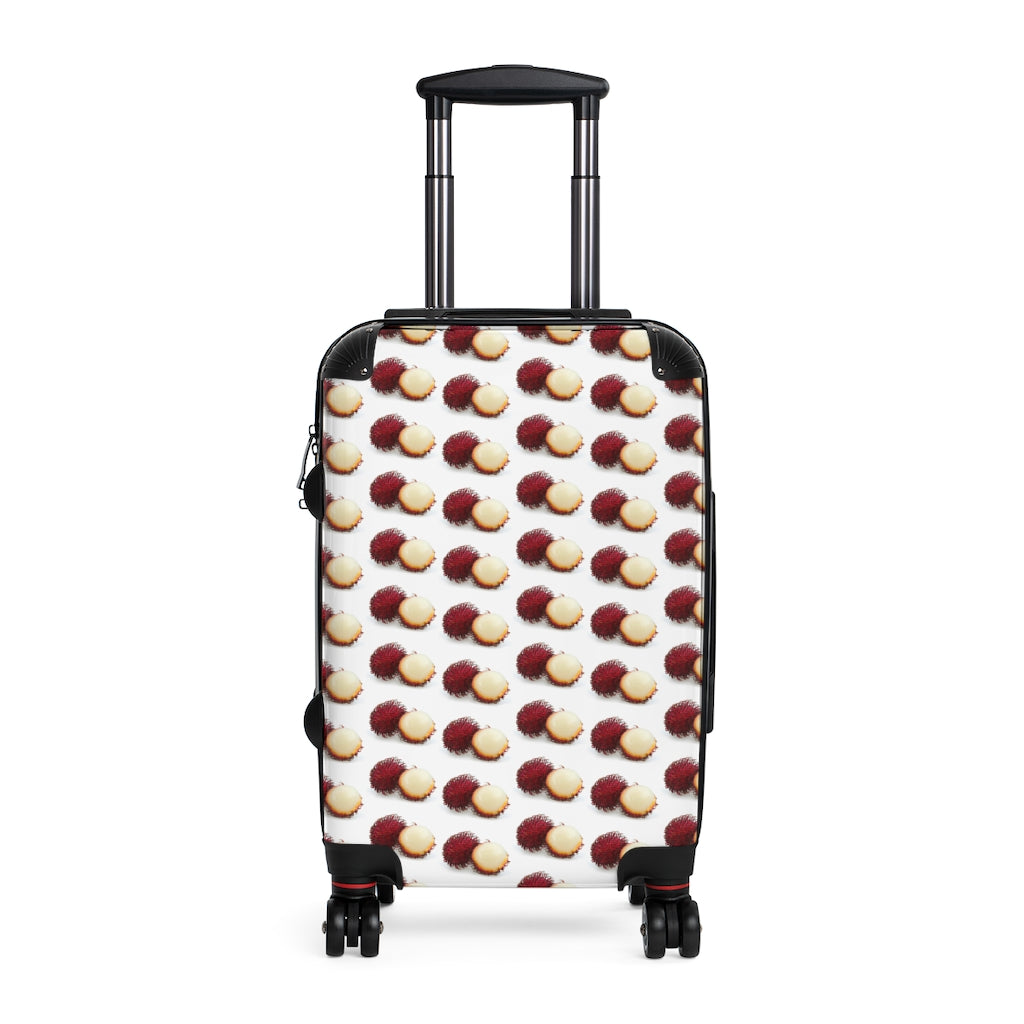 Getrott Lychee Fruit Pattern Cabin Suitcase Inner Pockets Extended Storage Adjustable Telescopic Handle Inner Pockets Double wheeled Polycarbonate Hard-shell Built-in Lock