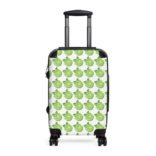 Getrott Lime Fruit Print Pattern Cabin Suitcase Extended Storage Adjustable Telescopic Handle Double wheeled Polycarbonate Hard-shell Built-in Lock-Bags-Geotrott