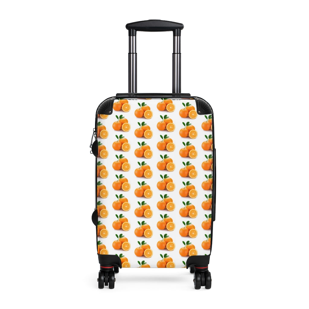 Getrott Oranges Fruit Print Pattern Cabin Suitcase Inner Pockets Extended Storage Adjustable Telescopic Handle Inner Pockets Double wheeled Polycarbonate Hard-shell Built-in Lock